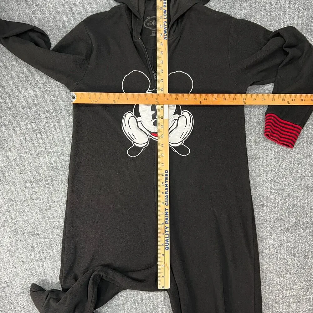 Disney Mickey One Piece Pajama Youth Girls S Small Zip Front Footless Hooded PJs